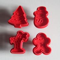 HB0384 Plastic 4pcs Christmas Fondant Plunger Cutter Set cookie cutters fondant mold for cake decoration